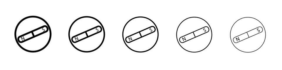 Magnet icon thin outline logo mark set