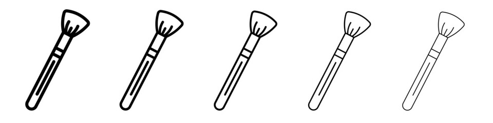 makeup brush icon thin outline logo mark set