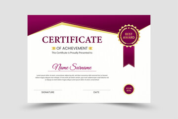 Certificate design, creative modern luxury certificate of achievement design template