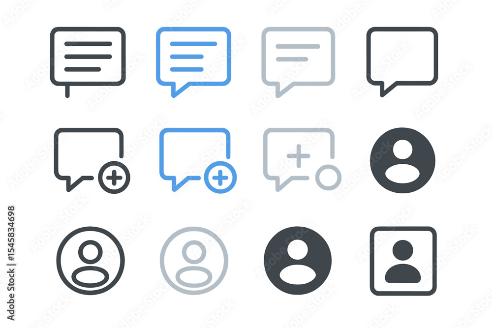 Poster glowing speech bubbles and user icons on blurred background