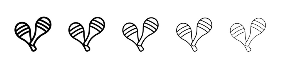 Maracas icon thin outline logo mark set