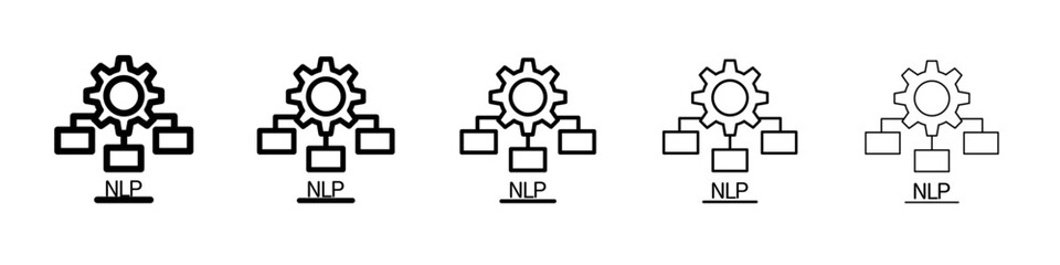 NLP icon thin outline logo mark set