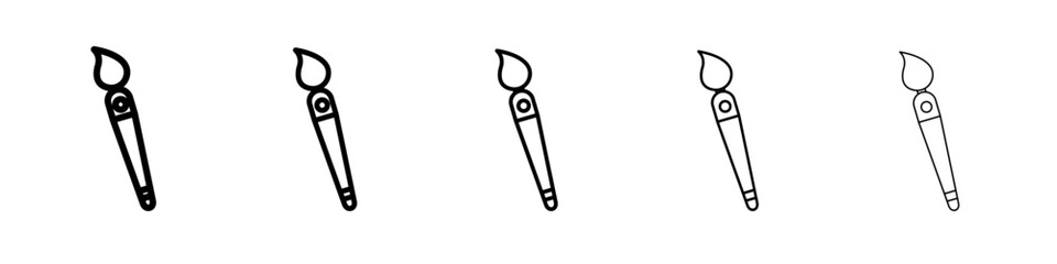 Paint brush icon thin outline logo mark set