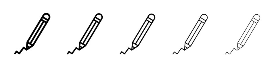 Pencil icon thin outline logo mark set