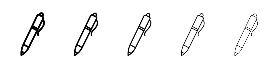 Pen icon thin outline logo mark set
