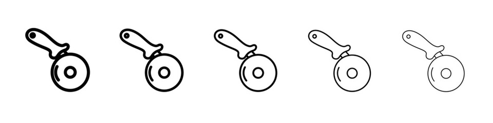 Pizza Cuttier icon thin outline logo mark set