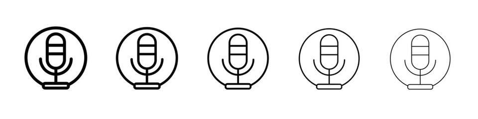 Podcast Icon thin outline logo mark set