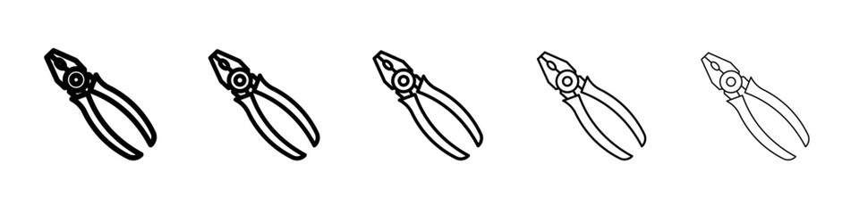 Plumber pliers icon thin outline logo mark set