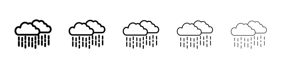 Rain icon thin outline logo mark set