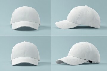 White Baseball Cap Different Angles
