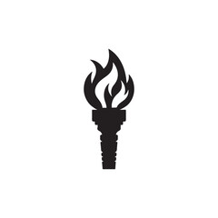 Minimalist Black and White Olympic Torch Silhouette Icon