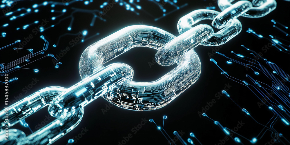 Aufkleber Digital chain link design with glowing elements Generative AI
