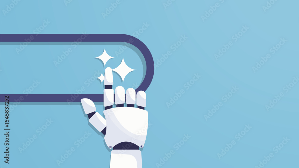 Aufkleber Robotic hand pointing a generative bar. Artificial intelligence and Machine learning technology. Robot hand using futuristic interface. Vector cartoon illustration.