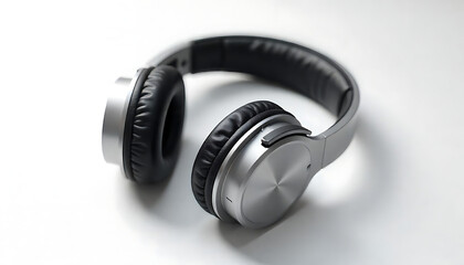 headphones on white background, a pair of sleek, wireless over-ear headphones with a smooth, metallic finish, high-quality audio drivers, and comfortable ear cushions, studio-grade headphones, 4K