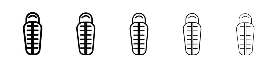 Sleeping bag icon thin outline logo mark set
