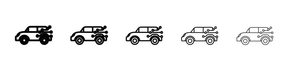 Smart car icon thin outline logo mark set