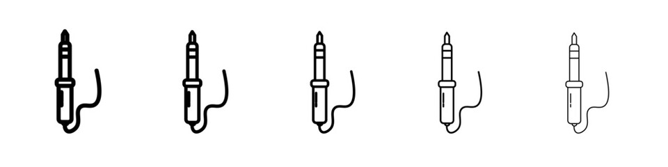 Soldering iron icon thin outline logo mark set