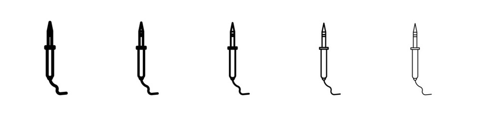 Soldering iron icon thin outline logo mark set