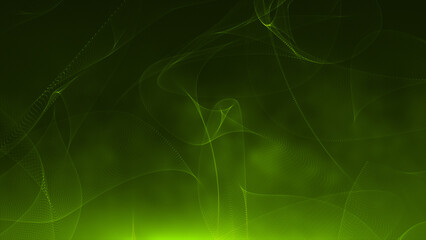 Lime green color smoke moving upwards with abstract pattern particles abstract background