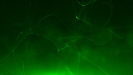 Green color smoke moving upwards with abstract pattern particles abstract background