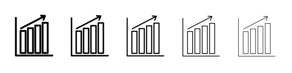 Statistic Up icon thin outline logo mark set