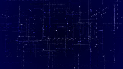 Flying through the 3d big data digital particles in cyber space, Blue particles hi-tech technological background