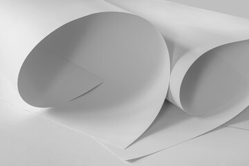 Swirled Sheets of Paper. Abstract Monochrome Paper Background.