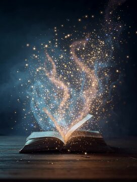open book with magic light