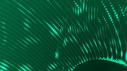 Hi-tech Turquoise color glowing digital particles background, cyber technology looped background