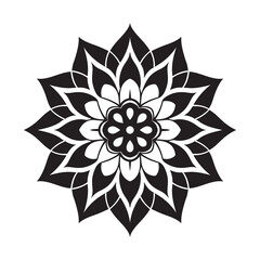 Minimalist Mandala Floral Ornament on White