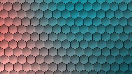 Futuristic colorful surface hexagons tiles. Trendy simple and minimal geometrical loop able hexagon shapes background