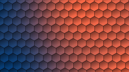 Futuristic colorful surface hexagons tiles. Trendy simple and minimal geometrical loop able hexagon shapes background