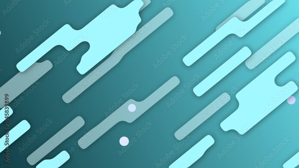Poster cyan color small shapes moving geometrical minimal background