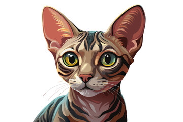 Fototapeta premium curious cat with wide eyes and tilted head on white background vector ideal for pet designs, stickers, prints, or cute merchandise