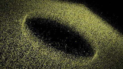 Small digital particles moving in cyber space , hi-tech Yellow particles technology background