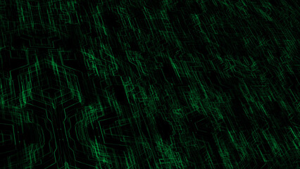 Hi-tech tech particles waves flowing through technology background, Turquoise digital technology background