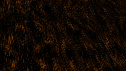 Hi-tech tech particles waves flowing through technology background, Orange digital technology background