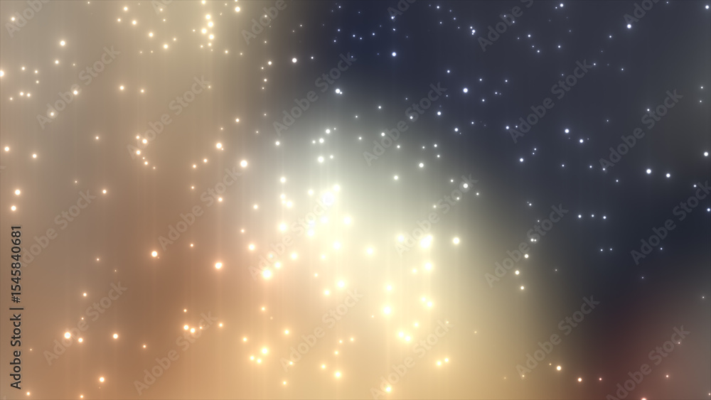 Poster colorful glowing bokeh particles gradient abstract background, futuristic falling glitter particles 