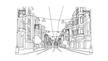 Line Art of Istiklal Avenue, Istanbul