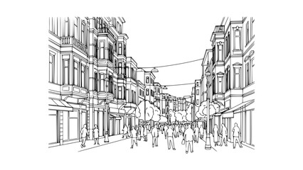 Line Art of Istiklal Caddesi, Istanbul