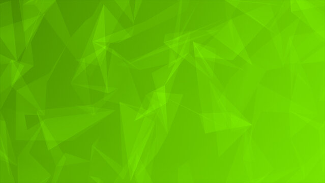 Simple and elegant low poly geometrical background, Lime green moving shapes abstract background