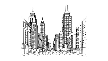 Fototapeta premium Line Art of Magnificent Mile, Chicago
