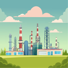 Obraz premium Oil refinery industry under cloudy sky
