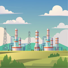 Obraz premium Oil refinery industry under cloudy sky