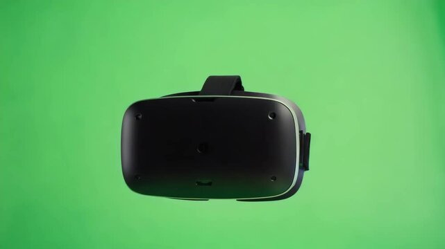 Virtual Reality Headset Floating on Green Screen