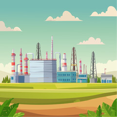 Obraz premium Oil refinery industry under cloudy sky