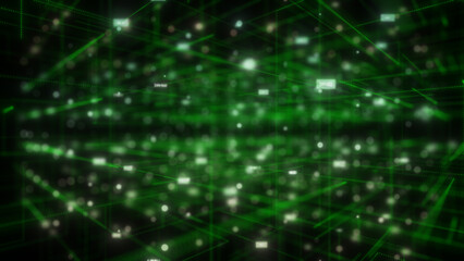 Digital data network connection in digital cyberspace hi-tech technology bokeh background