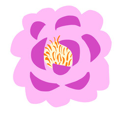 Pink Rose in Flat Style Illustration