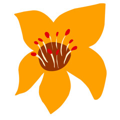 Bright Yellow and Red Flower Art