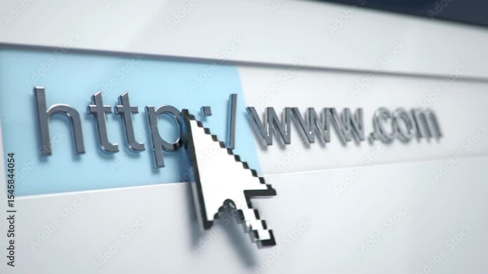 Wall mural computer cursor hovering over a generic website address, suitable for web design, digital marketing,